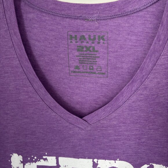 HAUK Apparel RIVER RAIDER V Neck JEEPS ON THE ROCKS Purple T Shirt Woman Size XL - Picture 3 of 4